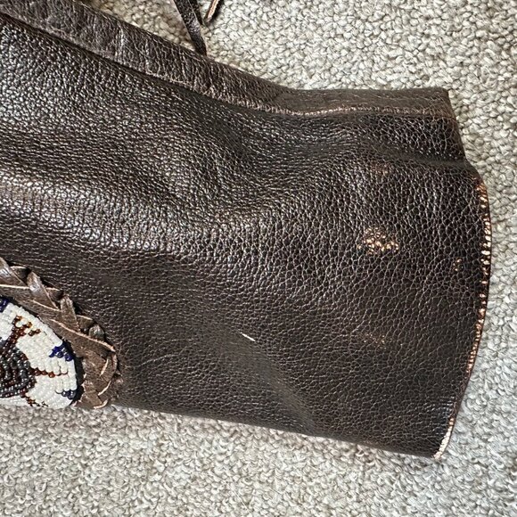 Leather Gallery NWT Deadstock Western Cowgirl Fringe Beaded Brown Coat Sz Medium - Picture 4 of 8